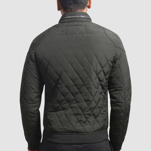OLGYN Men’s Quilted Olive Green Bomber Jacket - Picture 2 of 4